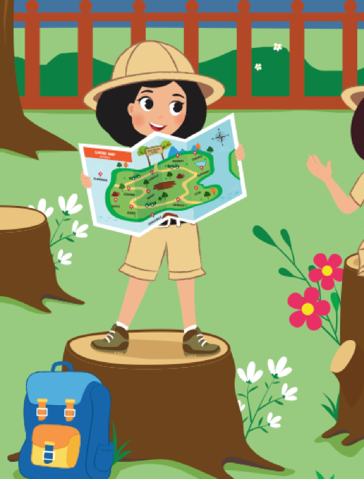 Yana studying the safari map